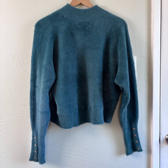 Bailey/44 Sweater Plush Fuzzy Mock‑Neck Dolman Teal Size Medium - Picture 5 of 7
